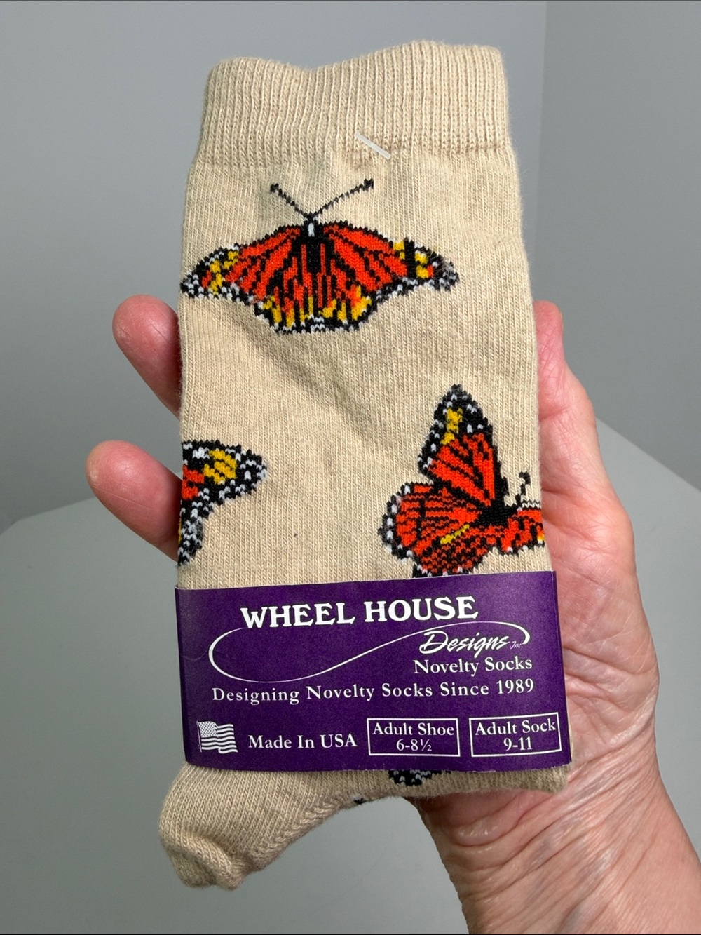 NWT Monarch Butterfly Crew Socks Women’s 9-11 Made in USA Caterpillar Chrysalis